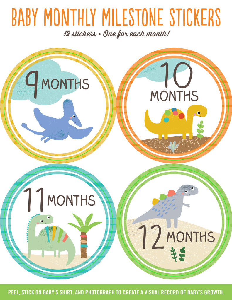 Baby Monthly Milestone Stickers Dinosaurs