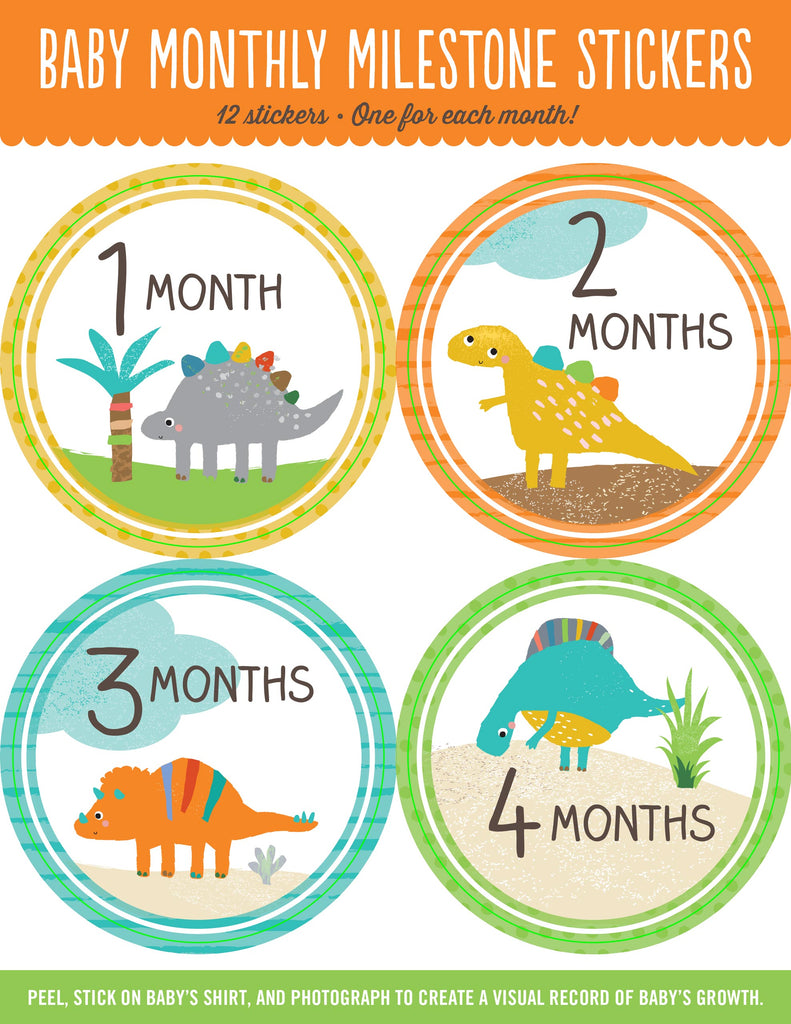 Baby Monthly Milestone Stickers Dinosaurs