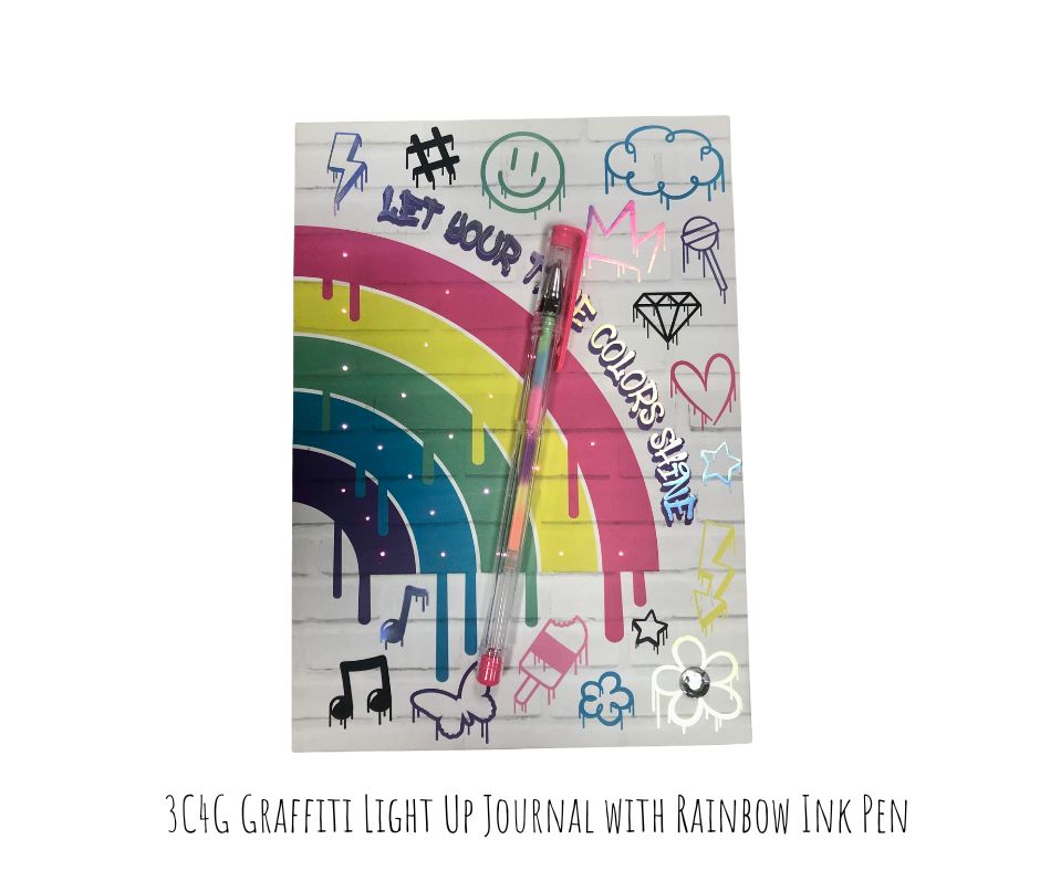 3C4G Graffiti Light Up Journal with Rainbow Ink Pen