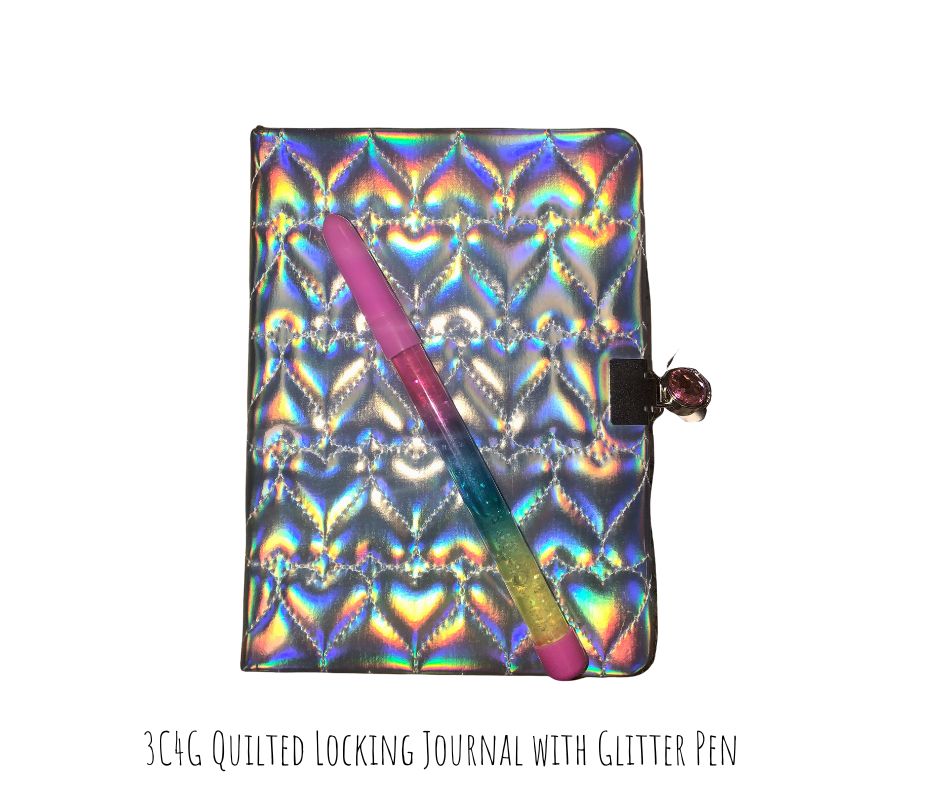 3C4G Quilted Locking Journal with Glitter Pen