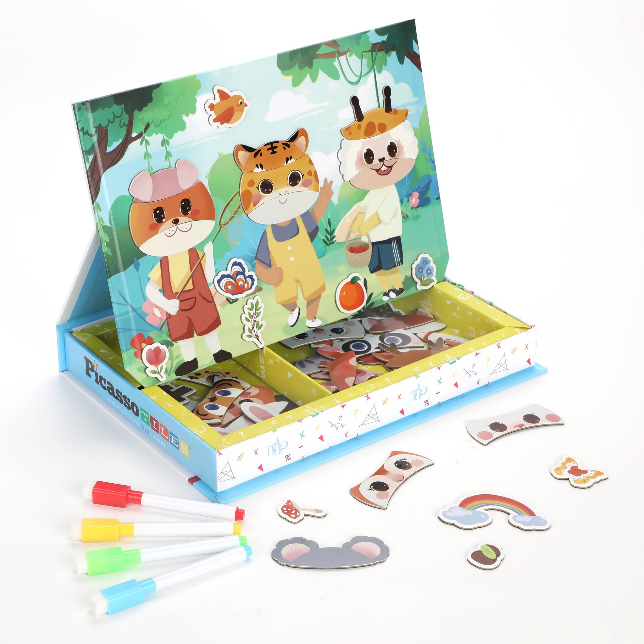 PicassoTiles - 120pcs Magnetic Animal Sticker Puzzle Book Drawing Board