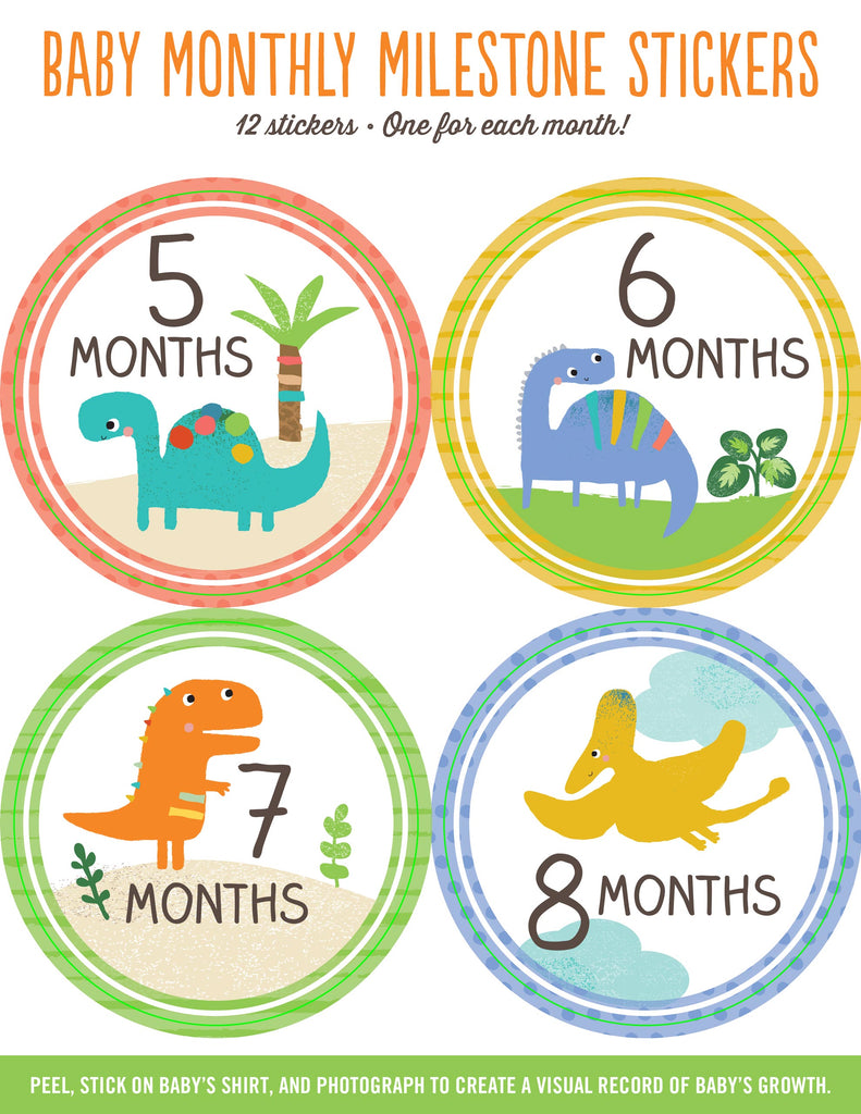 Baby Monthly Milestone Stickers Dinosaurs
