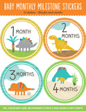 Baby Monthly Milestone Stickers Dinosaurs