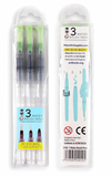 3 Water Brush Pens - Bright Stripes