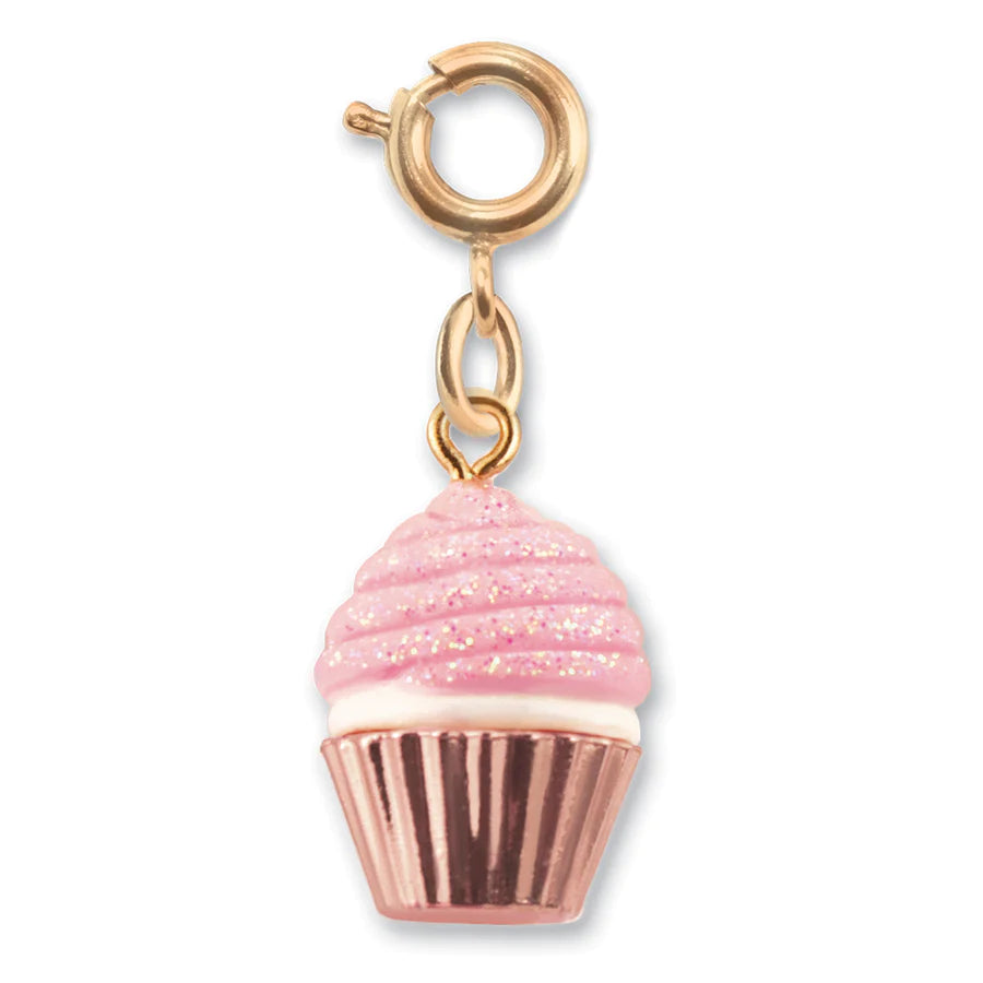 Charm It! Gold Pink Glitter Cupcake