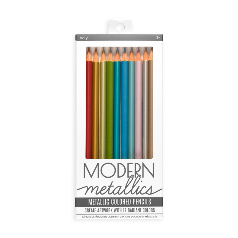 Modern Metallic Colored Pencils Set of 12